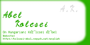 abel kolcsei business card